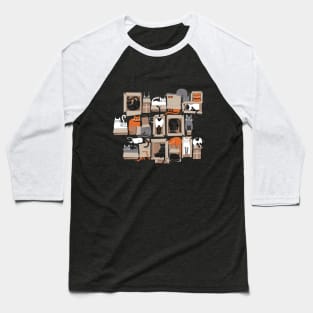 Purfect feline architecture // spot illustration // cute cats in cardboard boxes Baseball T-Shirt